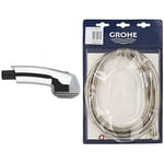 Grohe 46312IE0 Shower Head for Zedra/Europlus Chrome/Grey + Grohe Shower Hose G1 / 2 inch M15 x 1 | Exclusively for Sink Mixers with Pull-Out spout | 1500 mm | 46092000