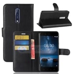Nokia 8 PU Wallet Case Black