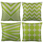 Yilooom 18"x18" Outdoor Green Decorative Throw Pillow Covers Cases Cushion Home Decor Accent Square Set of 4 for Patio Couch Sofa,Lime Green Geometric