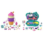 ​Polly Pocket Spin ‘n Surprise Compact Playset, Ice Cream Cone Shape, Great Gift for Ages 4 + & Otter Aquarium Compact, 2 Micro Dolls, 5 Reveals, 12 Accessories, Pop & Swap Feature, 4 & Up