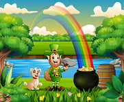 5D Diamond Painting Numbering Kit Leprechaun Dog Nature Rainbow Landscape Happy Pet Man Smoking Gold Pot 12" X 16" DIY Adult Children Rhinestone Cross Stitch Painting Kit for Home Decoration