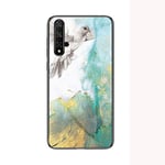 BaiFu Marble Case for Huawei Nova 5T Marble Clear Tempered Glass Case Soft Silicone Phone Cover Compatible with Huawei Nova 5T (Yellow)
