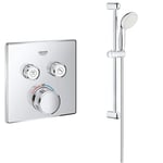 GROHE 29124000 | Grohtherm SmartControl Thermostat Concealed | Square | 2 Valves & 27598001 | Tempesta 100 Shower Rail Set | 2 Sprays