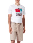 BOSS Mens Taber-Shorts-DS1 Tapered-fit Shorts in Cotton-Linen Twill Beige