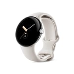 Google Pixel Watch – Montre connectée Android avec suivi et analyse des activités – Boîtier en acier inoxydable Argent Poli avec bracelet sport couleur Galet, WiFi/BT