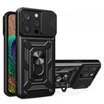 SKALO iPhone 15 Pro Armor hybridi metallirengas kameran liukusäädin - Musta