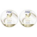 2 x 300ml Dove Silky Body Cream Tub Pampering Body Cream All Skin Types