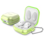 Wiki VALLEY Case for Galaxy Buds Live 2020 Charging Case Cover,PC Shockproof Protective Case Release LED Visible Two-Pieces Designed with Carabiner-Green