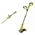 Ryobi OHT1850X ONE+ Cordless Hedge Trimmer, 18 V (Body only), Yellow & Ryobi OLT1832 ONE+ Cordless Grass Trimmer, 25-30cm Path (Zero Tool), 18 V, Hyper Green (Battery, Charger and Blade Not Included)