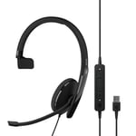 EPOS | Sennheiser Adapt 130 USB II (1000913) - Wired Monaural Headset, UC Optimized, USB Connection - Superior Audio, Enhanced Comfort, Call Control - Black