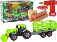 Leantoys Traktor Traktor Diy Med Släp Jordbruksmaskin Skruvmejsel