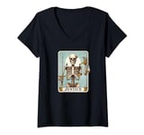 Womens Tarot Card Justice Halloween Skeleton Gothic Magic V-Neck T-Shirt