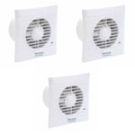 3 x Vent Axia 441624B Silhouette 100B Lo-Carbon Axial Extractor Fan 100 mm