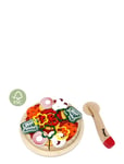 Wooden Pizza With Accessories And A Box Patterned Magni Toys