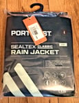 Portwest Sealtex S450 Classic Rain Jacket Size Large Navy Pack-Away Hood