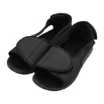 JasmineLi Women's Diabetic Edema Slippers Memory Foam Open Toed Adjustable Sandals Shoes Black
