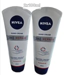 2 X Nivea 3 in 1 Repair Hand Cream 100ml Pack Of 2x100ml