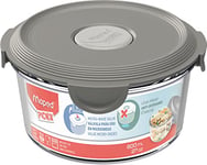 Maped Picnik - Boîte en Verre Compacte - Boîte à Déjeuner avec Couvercle Étanche - Boîte Alimentaire Compatible Micro-Ondes, Four et Lave-Vaisselle - Gris, 800 ml