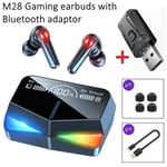 SHOUMI Gaming Earbuds Bluetooth TWS True Wireless Type-C Headset Stereo Gamer Earbud Adaptateur USB avec microphone pour téléphone TV PC-G28 Adaptateur noir