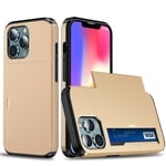 Skal med Korthållare för iPhone 13 Pro Max - Guld