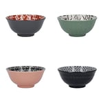 KitchenCraft Patterned Cereal Bowl Set in Gift Box, 4 Ceramic Bowls Ideal for Ice Cream, Soup and More, 'Designed For Life' Designs, 15cm