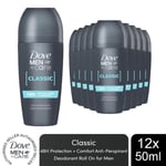 Dove Men+Care Roll On Classic AntiPerspirant Deodorant 48H Protection, 12x50ml