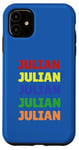 Coque pour iPhone 11 Pile de noms colorés Julian | Pride in your name