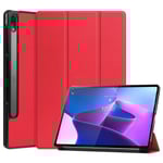 Lenovo Tab P12 Pro tri-fold läderfodral - Röd Röd