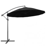 Hängande parasoll svart 3 m aluminiumstång