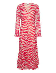 Printed Light Georgette Maxi Dress Pink Ganni