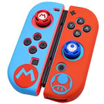 Cover Compatible with Nintendo Switch Joy-Con Controller Silicone Cover, Red & Blue Comes With Blue Toad Thumb Grip & Red Mario M Thumb Grip (Not Including Joy-Con Controller)