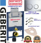Geberit Duofix 82cm wall hung toilet frame +OMEGA Chrome+ WALL BRACKETS & MAT