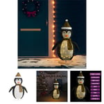 The Living Store Dekorativ pingvin med LED lyxigt tyg 120cm -  Julbelysning