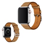 Apple Watch Series 5 40mm cross texture genuine leather watch band - Light Brown