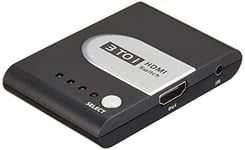 PremiumCord Commutateur HDMI 3:1 Automatique avec statut LED, résolution vidéo Full HD 1080p 60Hz, 3D, HDCP Couleur Noir et Argent