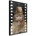 Plakat - Monkey In Hat - 20 x 30 cm - Sort ramme