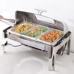 DBMGB Food Warmers for Parties Buffets Electric, Stainless Steel Chafing Dish Buffet Set with Visible Lid, 13L Commercial Buffet Servers and Warmers for Keeping Food Warm