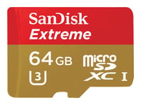SanDisk Extreme - Carte mémoire flash (adaptateur microSDXC vers SD inclus(e)) - 64 Go - UHS Class 3 / Class10 - 400x - microSDXC UHS-I