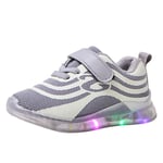 Haepe Children Luminous Reflective mesh Breathable led Running Sneakers Light Shoes Kid Baby Girls Boys Mesh Sport Casual Shoes Gray