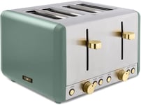 Tower Cavaletto 4 Slice Toasters Jade Green Toaster & Gold T20051JDE