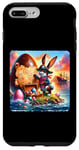 Coque pour iPhone 7 Plus/8 Plus Lapin pirate à la recherche d'un trésor. île lapin de Pâques