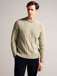 Ted Baker Enroe Long Sleeve Cable Crew Neck Jumper, Natural Taupe