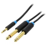 Adnauto - Cable Jack 3.5mm 3pin Male vers 2x Jack 6.3mm Male 5m
