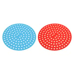 Reusable Silicone Air Fryer Liners Square 9x9 Inch Blue/Red, Pack of 2