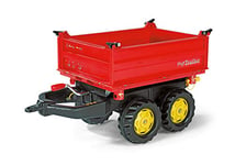 rolly toys | rollyMega Trailer | Giant Three Site Tipping Trailer for Pedal Tractor | 123001, Red