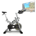 Bluefin Fitness TOUR SP Bike | Home Gym Equipment | Exercise Bike Machine | Kinomap | Live Video Streaming | Video Coaching & Training | Bluetooth | Smartphone App | Black & Grey Silver