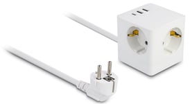 PowerCube 2x USB-A / 1x USB-C - Schuko EU jord - 3-vejs - 1.5 m