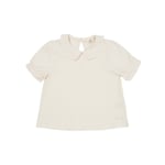 Copenhagen Colors Solid Kortärmad Blus Med Krage Cream | Beige | 86 cm