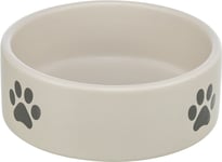 Trixie Bowl, Paw Motif, Ceramic, 1.4 L/Ø 20 Cm, Light Grey/Grey