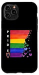 Coque pour iPhone 11 Pro Pride Rainbow Honor Hearts Love Violet Bleu Rouge